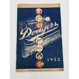 Vintage 1952 Brooklyn Dodgers Program Scorecard MLB Ebbets Field Ads READ